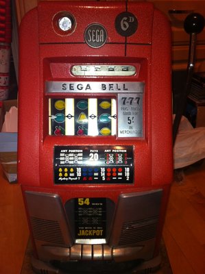 Sega Bell 6 p U.K. model with Gold Award and 54 way awards.JPG